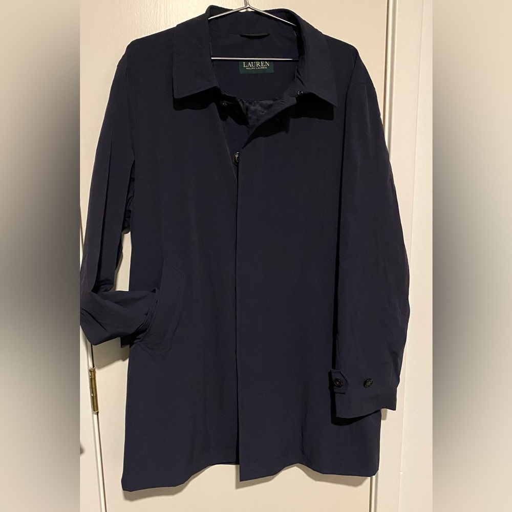 Lauren by Ralph Lauren Navy Single-Breasted Rain Coat 42S